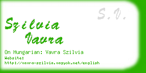 szilvia vavra business card